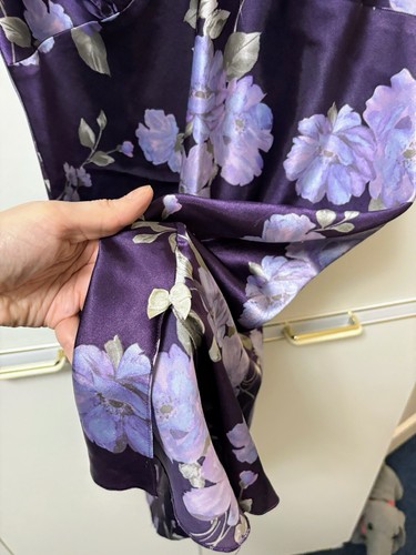 BHS satin feel nightdress chemise size 14 purple floral - Picture 5 of 5