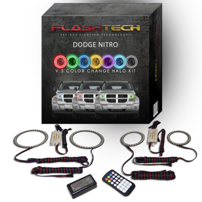 RGB Angel Eye LED Halo kit & Remote for 07-12 Dodge Nitro Headlight & Fog Lights