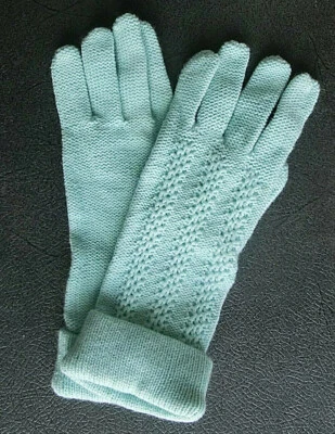 Fingerlhandschuhe  Gr.S mit Muster aus Wolle in Türkis - Bild 1 von 2