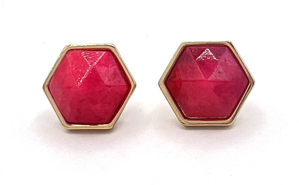 Серьги-гвоздики с розовыми полудрагоценными камнями Trina Turk золотистого цвета - Изображение 3 из 4
