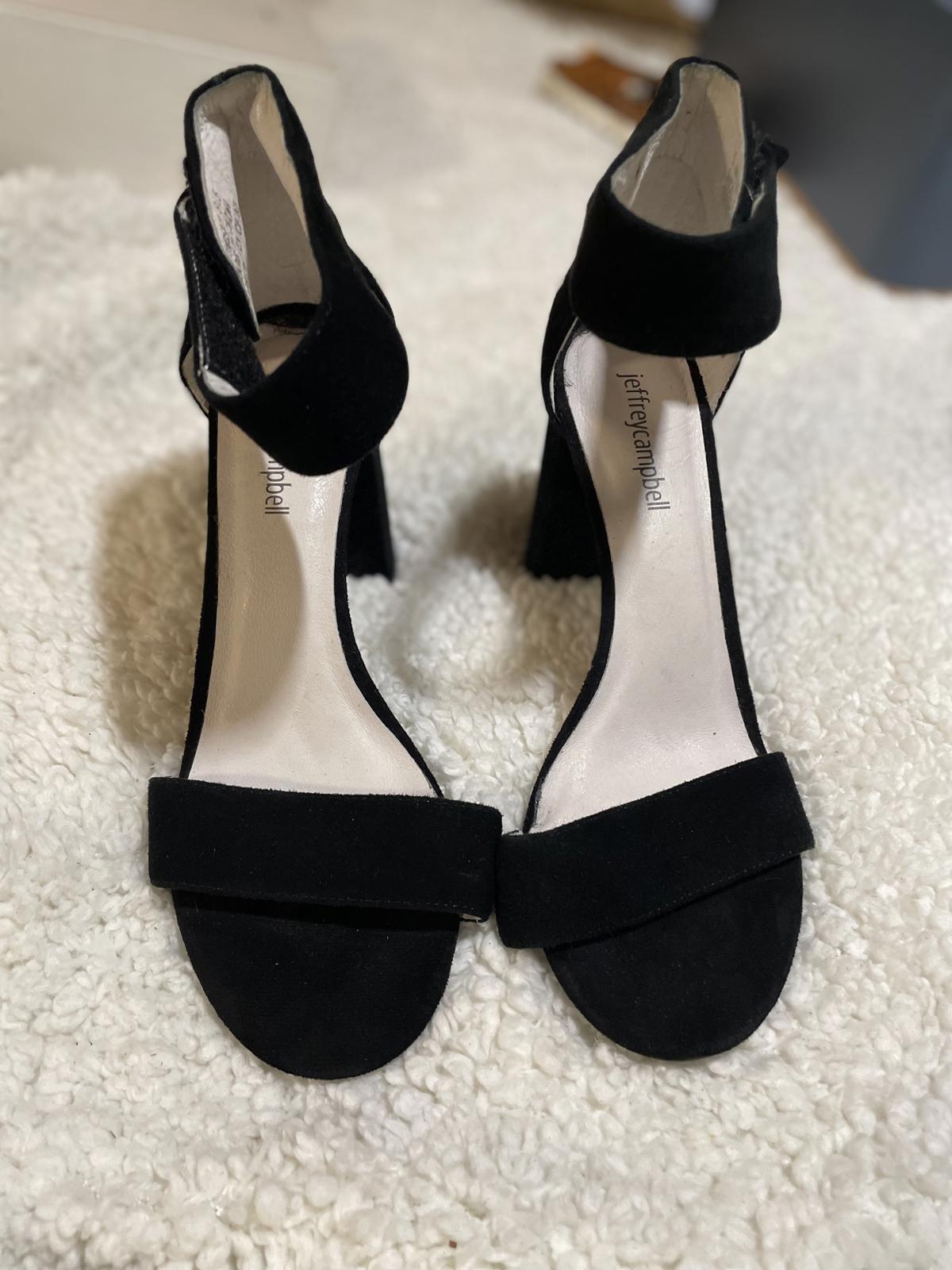 JEFFREY CAMPBELL Lindsay Sandal Heel Black Suede Formal Prom Dance Size 8.5