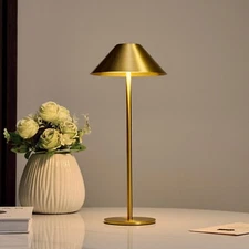Bojim Gold Cordless Table Lamp, Rechargeable Touch Lamp with 3 Color Dimming,...