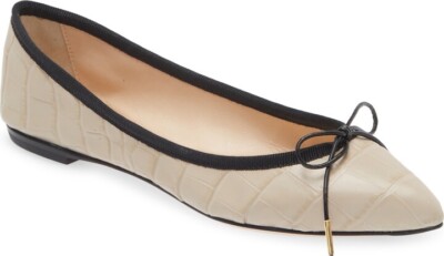 AGL Jomy Croc Embossed Leather Ballet Flat in Hidrangen Women's size 37.5