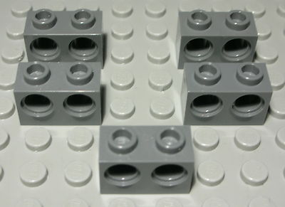 Lego Technic Lochstein mit zwei Löcher 1x2 new Dunkelgrau 5 Stück          (124)