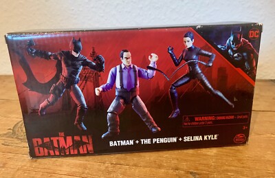 DC Comics The Batman 3-Pack - Actionfiguren 4'' Batman, Selina Kyle & The Penguin