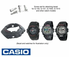 Casio Bezel Screw Set for G-100 G-101 G-7500 G-7510 & more -Genuine Casio (Qty4)