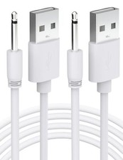 USB DC Charger Cable 2.5mm 2 Pack 2.6ft White Replacement Charging Cord Power