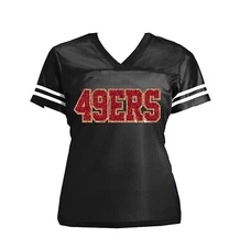 Black Red Gold Glitter 49ers Jersey Shirt for Ladies Women Niners San Francisco
