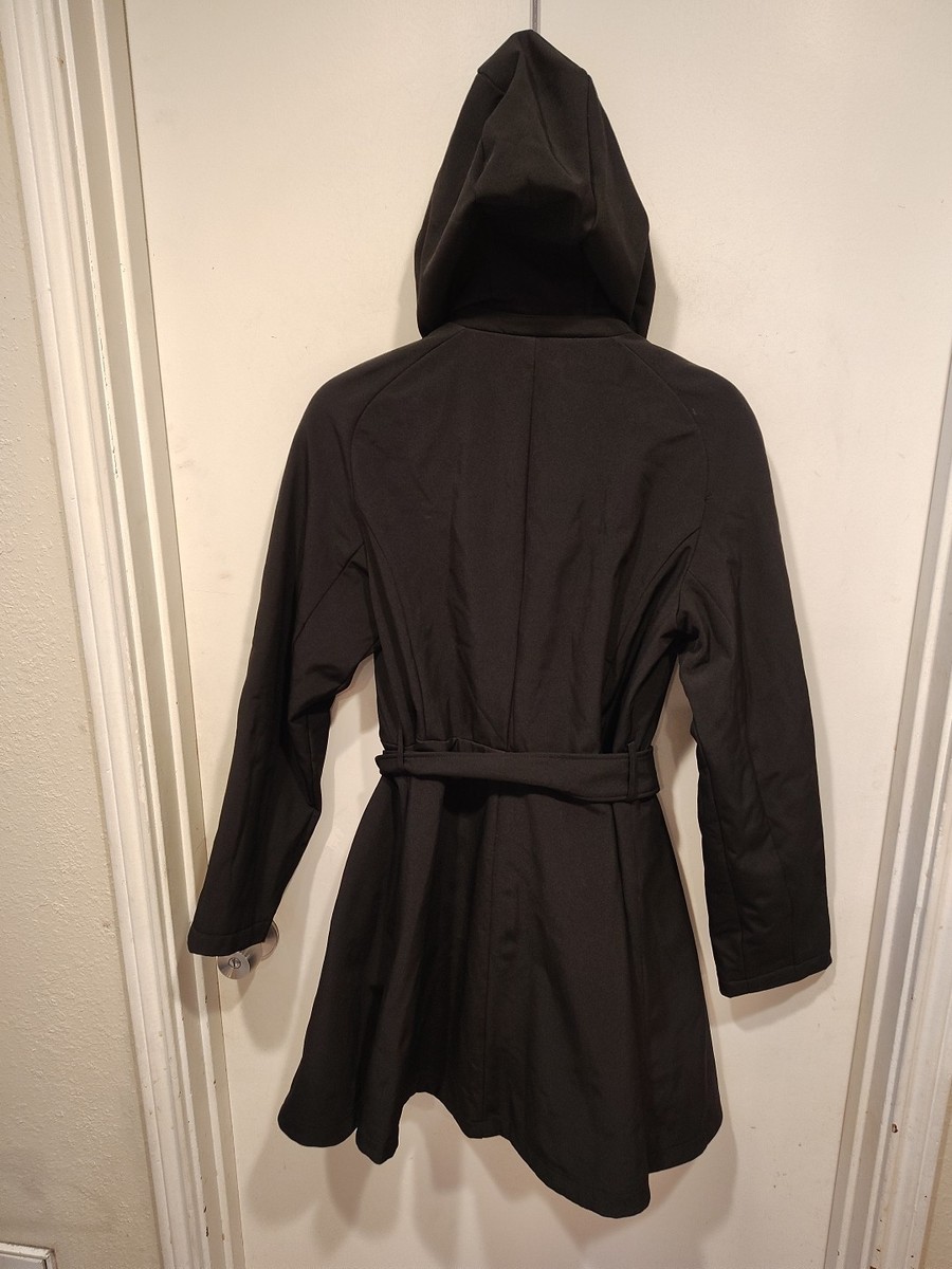 Ivanka Trump Black Hooded Double Breasted Belted Trench Coat Sz M