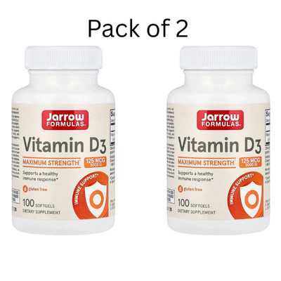Jarrow Vitamin D3 (5000 IU) 100 sgels Each (Pack of 2)