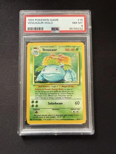 1999 POKEMON BASE SET UNLIMITED #15/102 VENUSAUR-HOLO PSA 8