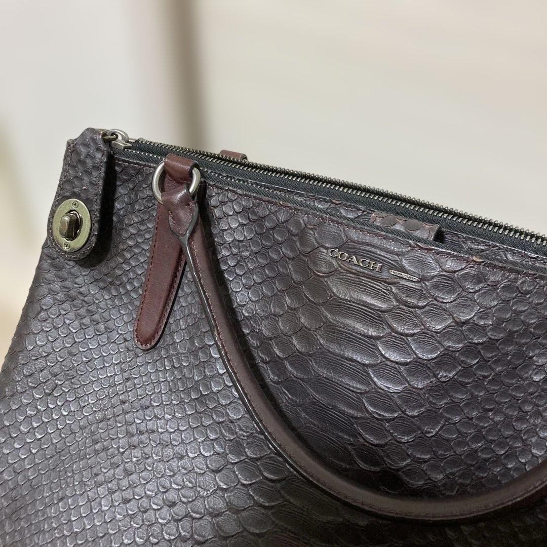 [Rare] COACH Coach Borrow Python Embossed Leather… - image 4