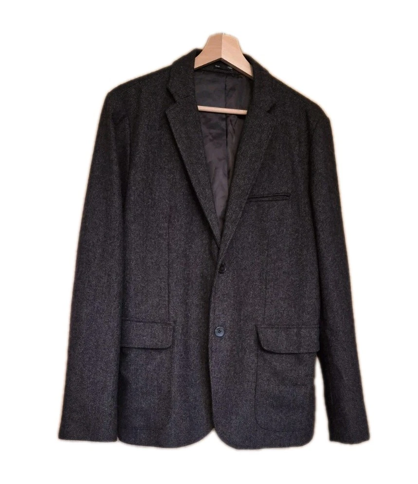 GAP Wool Blend Herringbone Blazer Men’s S Brown Tailored Fit