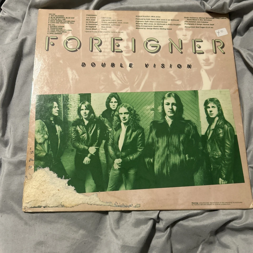 FOREIGNER - DOUBLE VISION LP SD 19999 ATLANTIC 1978 VINTAGE VINYL - Image 2 of 2