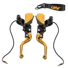  Motorcycle Brake Clutch Pump Lever with Dual Hydraulic Master Cylinder Gold