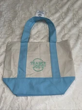 TRADER JOE'S Spring 2025 MINI CANVAS TOTE BAG - PASTEL - BLUE - New with tag