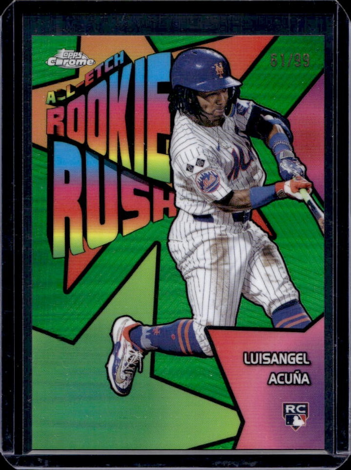 2025 Topps Chrome Luisangel Acuna All-Etch Rookie Rush RC Green Refractor #51/99