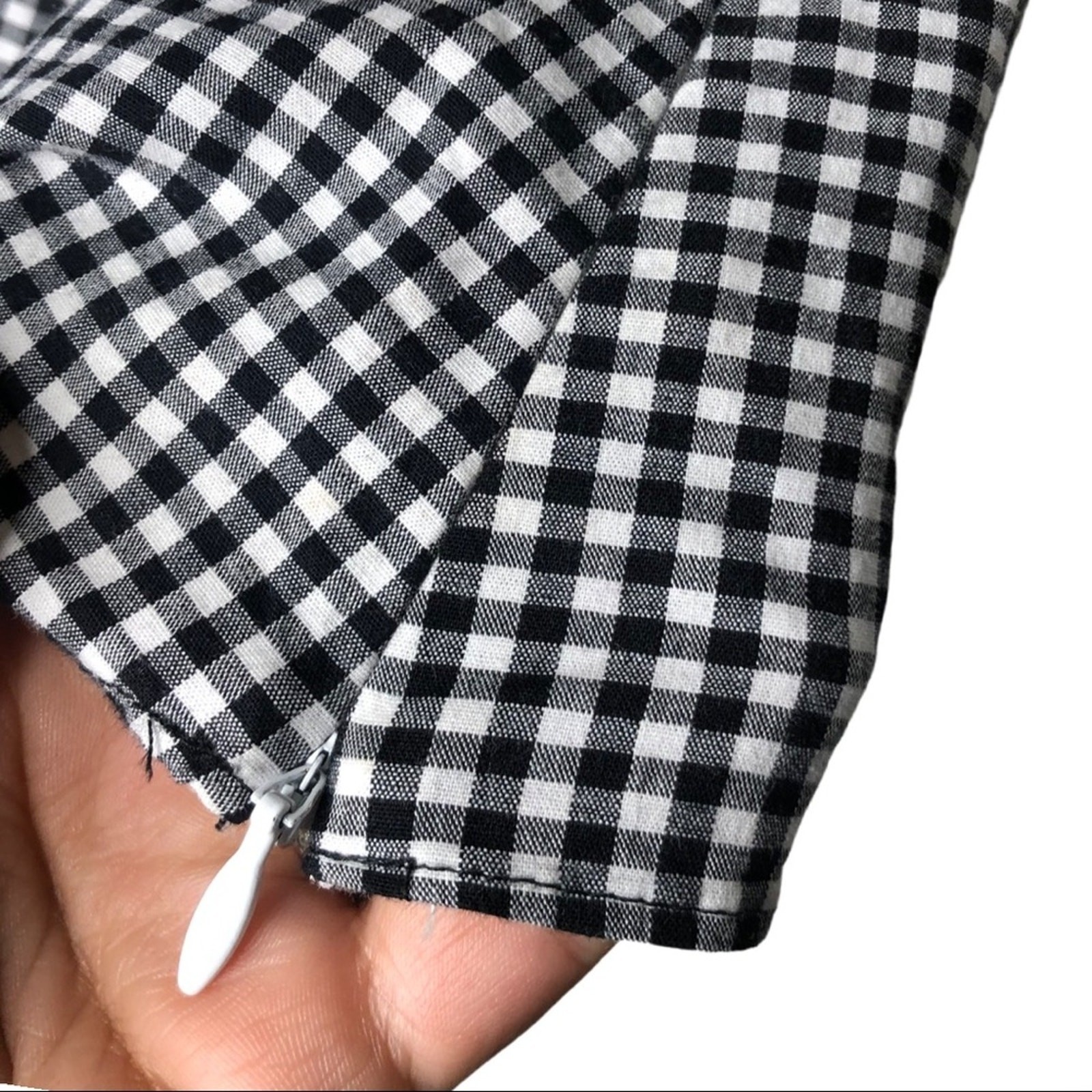 Scripted Black White Gingham Ruffle Off Shoulder … - image 5