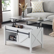 White Charcoal Lift Top Coffee Table 36 Small Farmhouse Barn Door Coffee Table