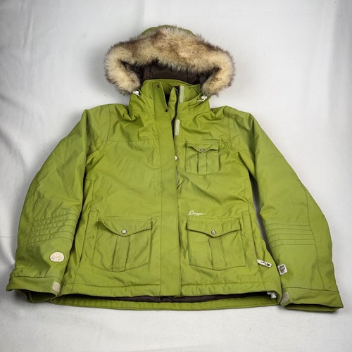 Orage Prime 10 Ski Snowboard Jacket Lime Green Faux Fur Hood Womens Medium