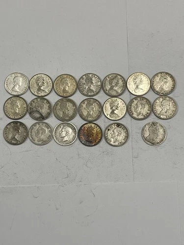 Lot of 20 Canadian Silver Coins 80%