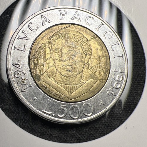1994 Italy 500 Lire Commemorative Luca Pacioli X1835 - Picture 1 of 2