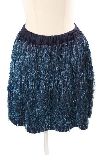 Julien David Blue S Fringe Mini Skirt Womens Fashion Japan