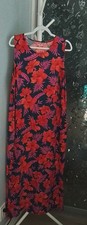 Lands' End Floral Tropical Tank Maxi Dress Sz 1X Stretch Long W Slits On Sides