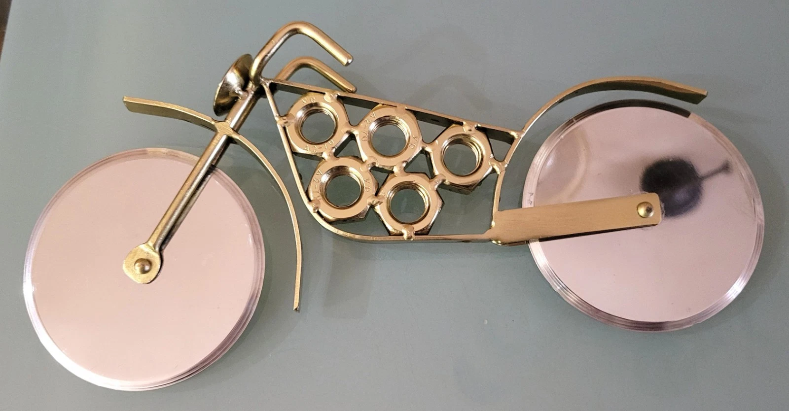Motorcycle Pizza Cutter Brass? and Stainless Steel
Opens in a new window or tab