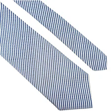 Mark Pendleton Made in USA 100% Silk Blue & White Striped Tie Classic Prep 58”