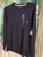Polo Ralph Lauren Mens Sz M Navy Sleepwear Thermal Long Sleeve Shirt NWT