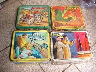 4 Vtg Metal Lunchboxes LOT Dragons Lair Secret Agent 18 Wheeler Rough Rider