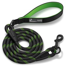 Green Dog Leash with Soft Padded Handle 5 Ft Reflective Heavy Duty Rope