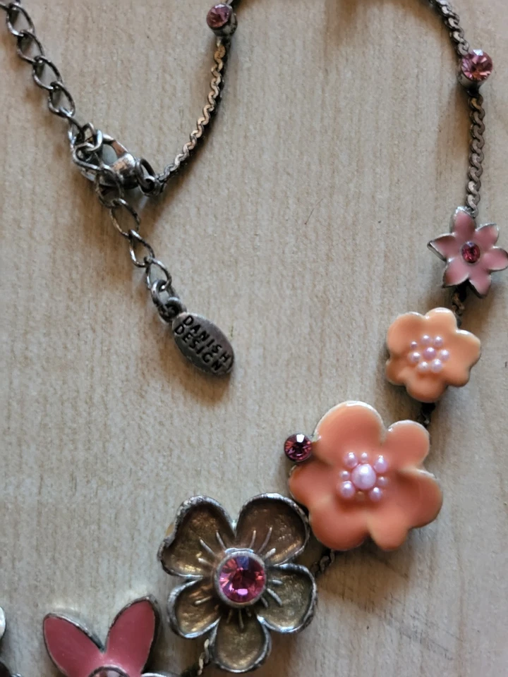 Pilgrim розовый эмали серебряного тона ожерелье - Изображение 3 из 4