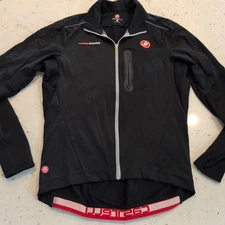 Castelli Cycling Jacket Mens Large Black Full Zip Tight Fit Windblocker Pockets