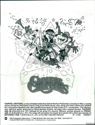 1992 Photo Animated Series Capitol Critters Features Mouse Max Television 7X9
