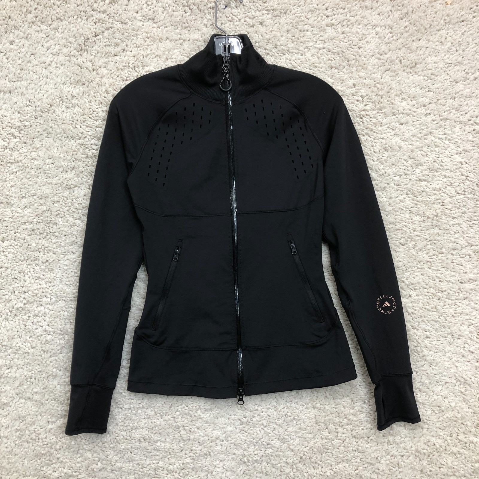 Adidas Stella McCartney Jacket Medium Adult Black Full Zip Raglan Sleeve Womens