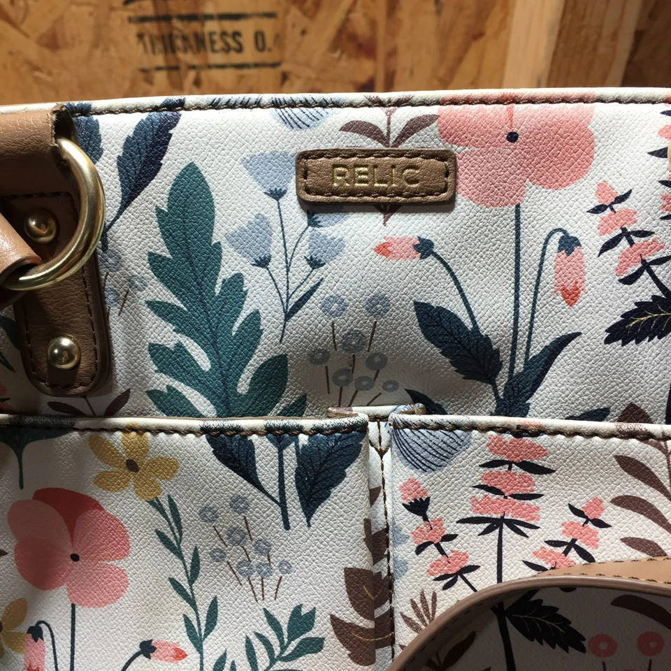 Bolso de Mano Reliquia Floral Marrón Imitación Cuero Asas SIN CORREA PARA EL HOMBRO Foto 3 de 4