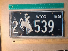 License Plate, Wyoming, 1959, Passenger, 2 (Laramie County) bucking bronco 539