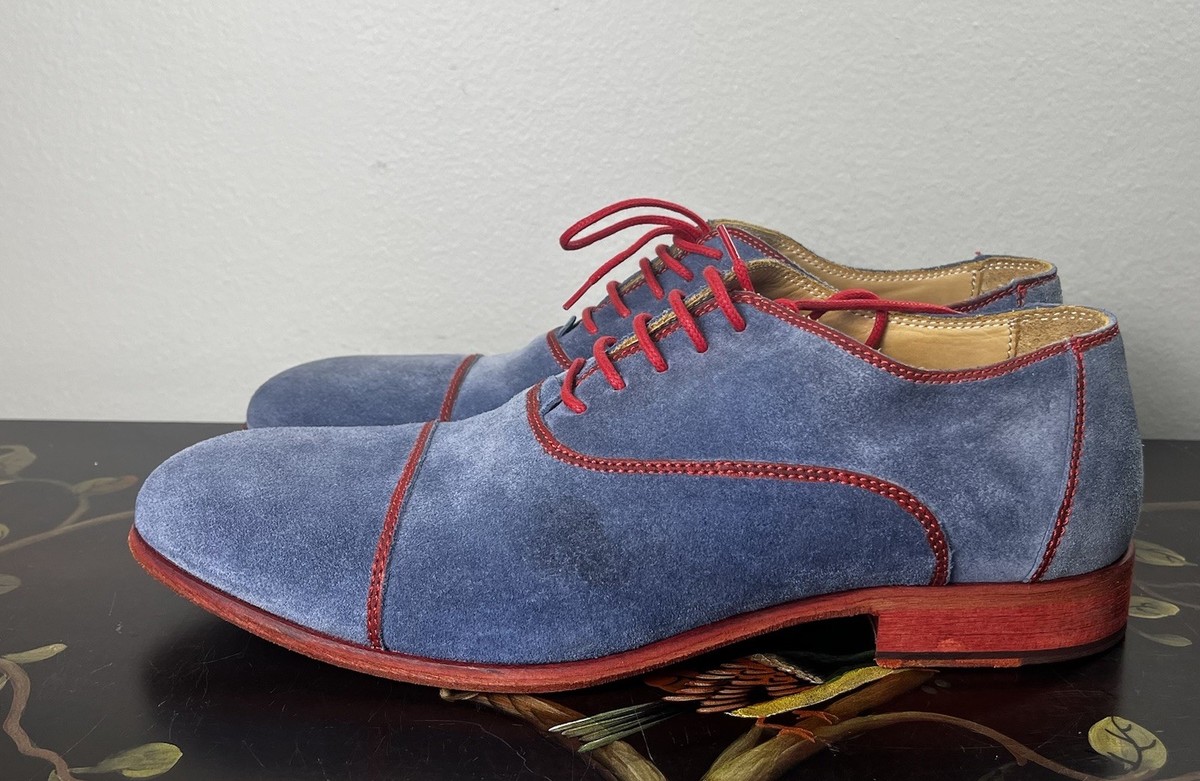 Bacco Bucci Blue Suede Lace Up Oxford Casual Shoes Men Size  display picture 1