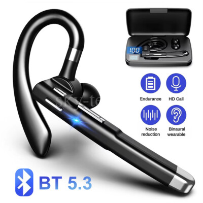 Wireless Bluetooth Earpiece HD Headset Noise Cancelling Trucker Hands-free Call