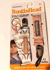 BooginHead Pacigrip Pacifier Clips Set Of 2 Polka Dot Swirls For Teethers New