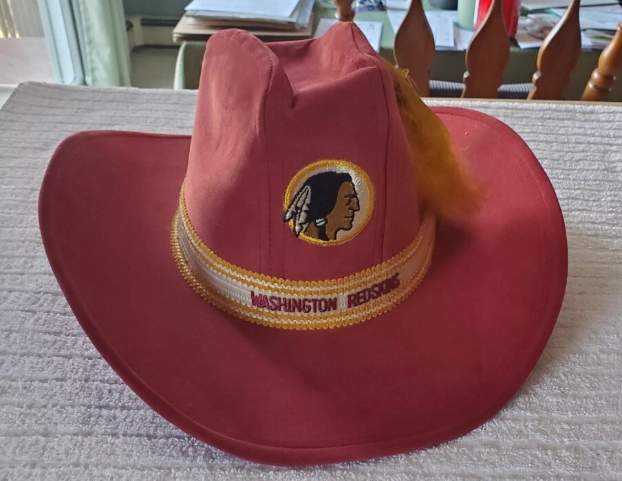 ??Vintage AJD Western Suede Cowboy Hat Washington Redskins 