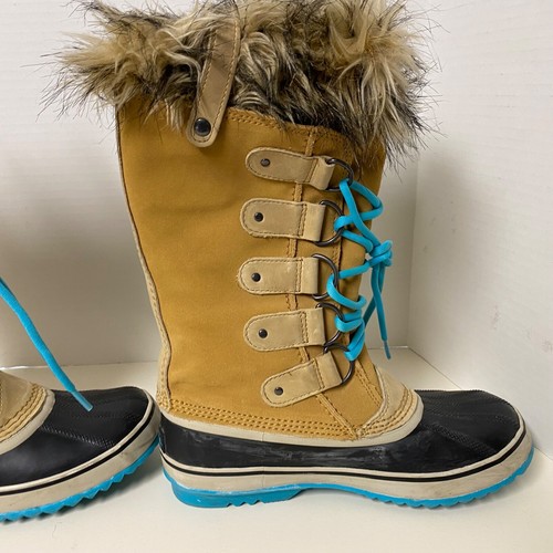 Sorel Joan Of Arctic 9 Thick Winter Boots NL1540 248 Fur Lined Brown Turquoise - Picture 10 of 14