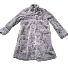 Full Length Faux Fur Grey Overcoat Ladieswinter Cosy Warm Thick Sturdy Size 18