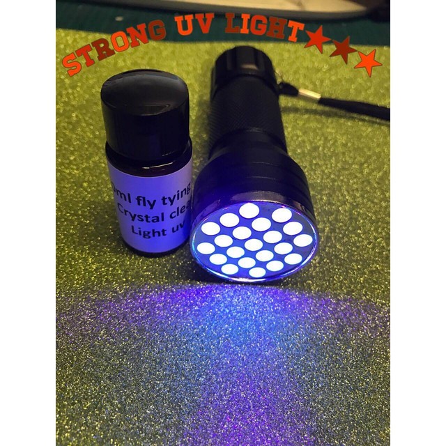 10ml Light Uv Resin, Glue for Fly Tying + 21 LED UV Torch for Curing