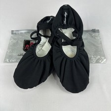 Dance College Ballet Slipper Sz 39 Split-Sole Black Canvas Shoes Elastic Straps