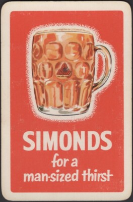 Spielkarten Einzelkarte alt Vintage SIMONDS Brauerei Werbung Kunst PINT BIER