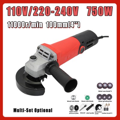 110/220V 100mm Electric Angle Grinder Polishing Machine Portable Metal Wood 750W