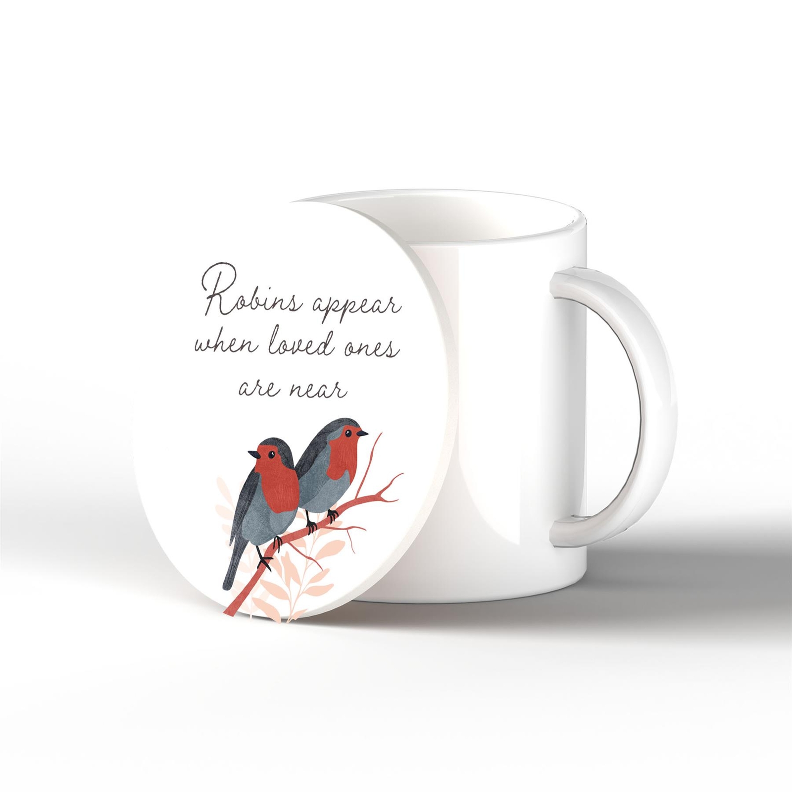 ROBINS ILLUSTRATION DECORATIVE CERAMIC CIRCULAR COASTER